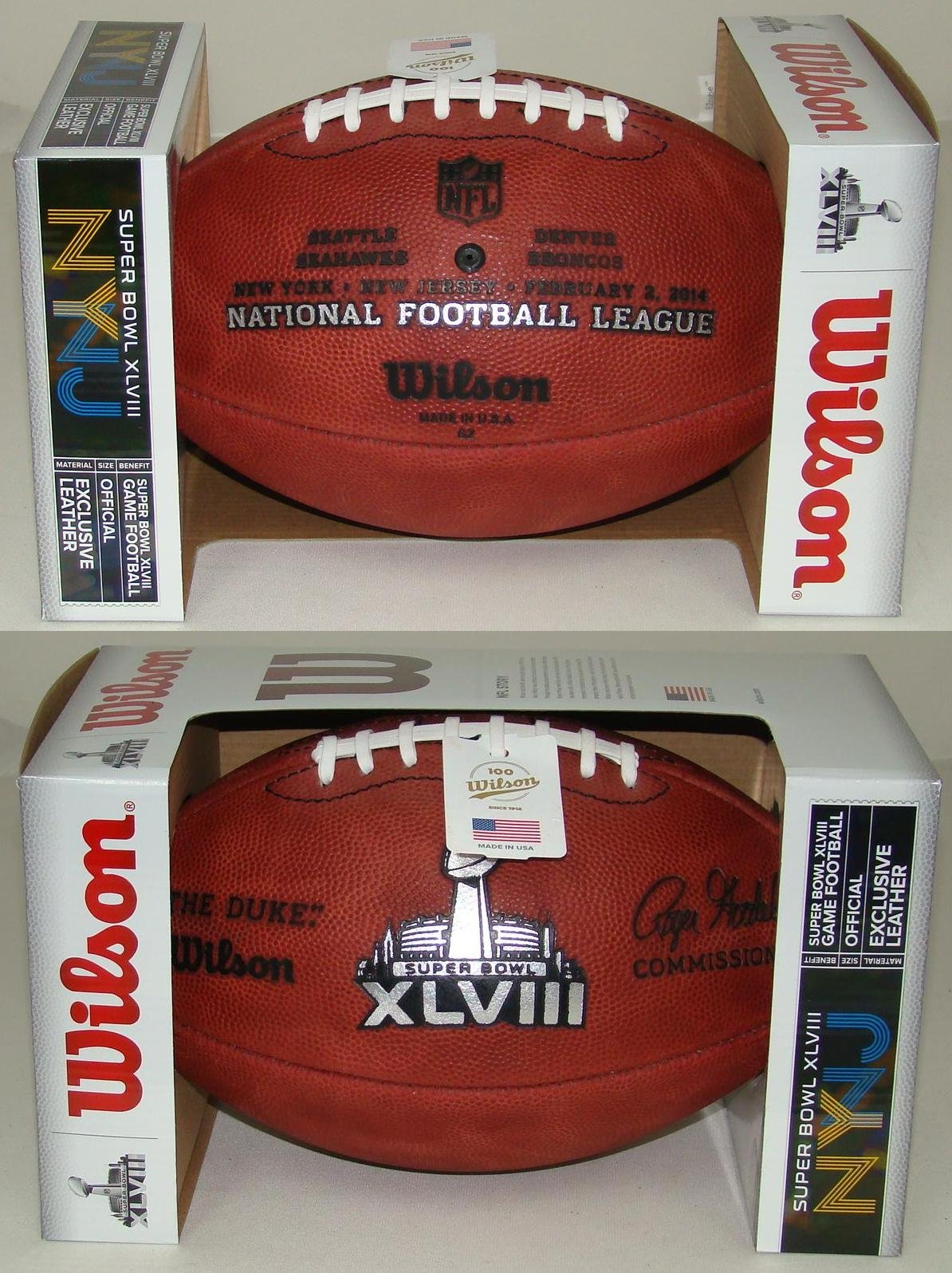 WILSON NFL Super Bowl 48 Official Authentic Football, White, Full
